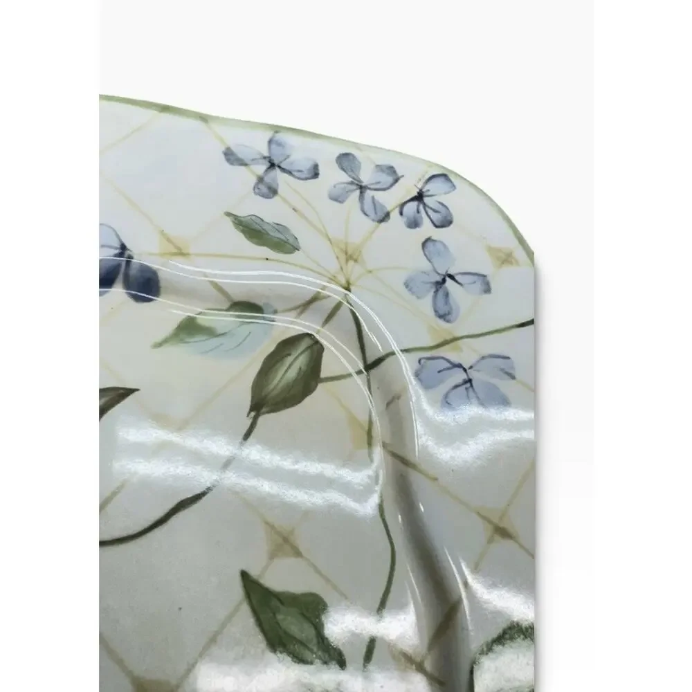 Tracy Porter Evelyn Collection 11.75 in Garden Motif Ceramic Square Plate